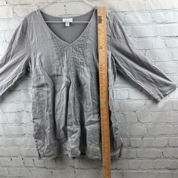 J Jill Love Linen Women's Sz Small 100% Linen Grey - Picture 4 of 9